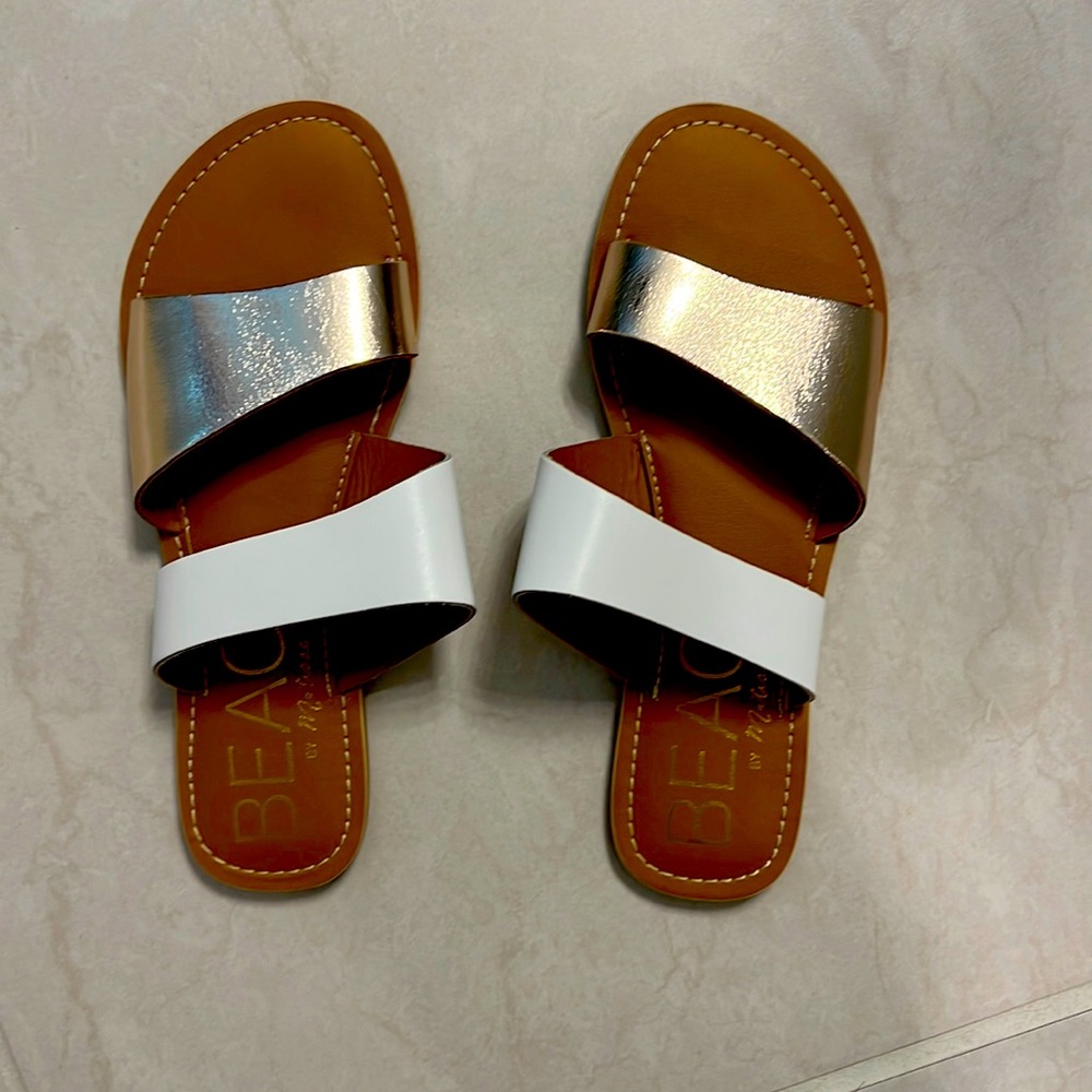 Gold/White Sandals